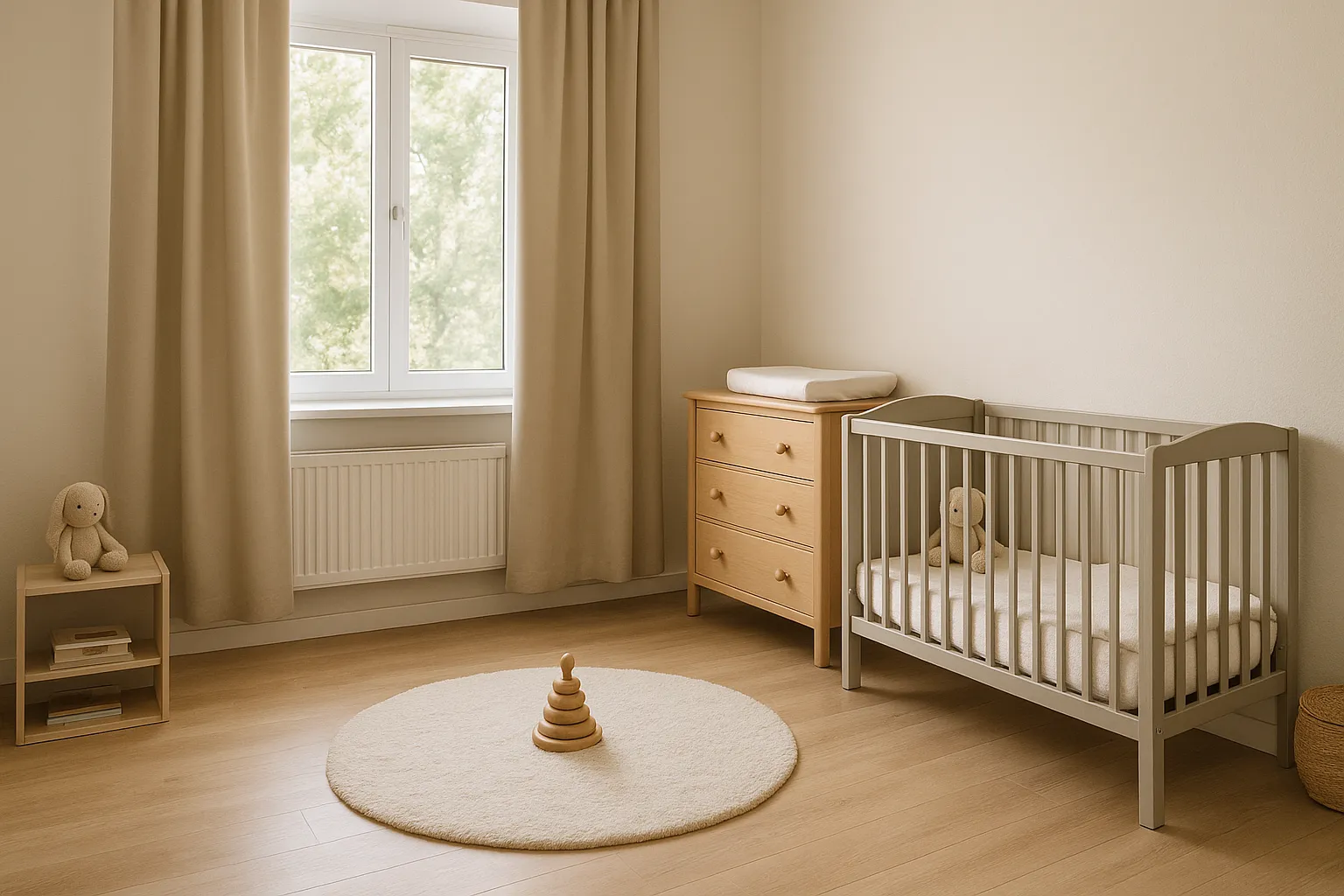 Kindersichere Gardinenlösung: Vorhang endet knapp über dem Boden
