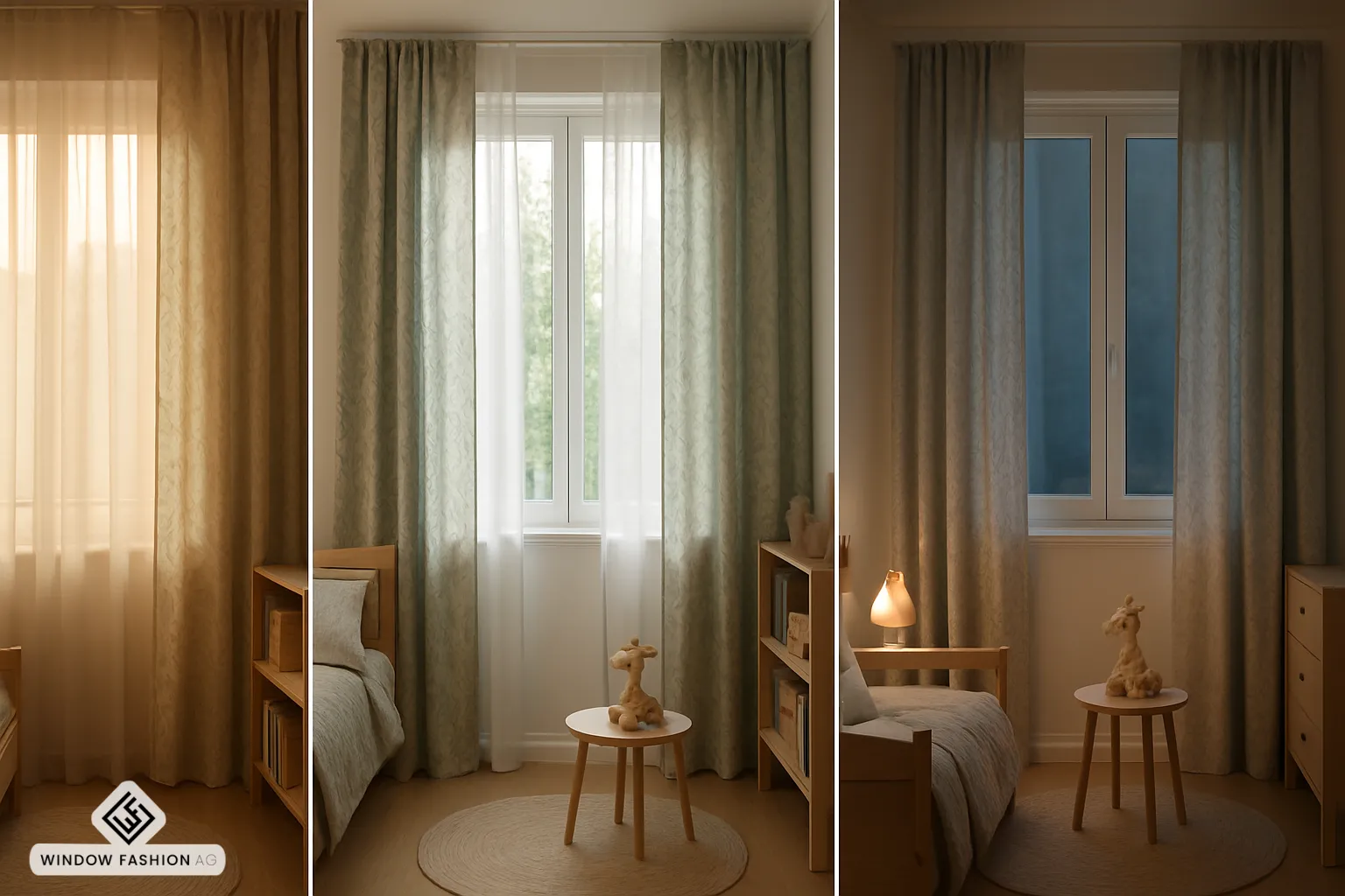 Stofflagen am Fenster: transparent und Dimout kombiniert