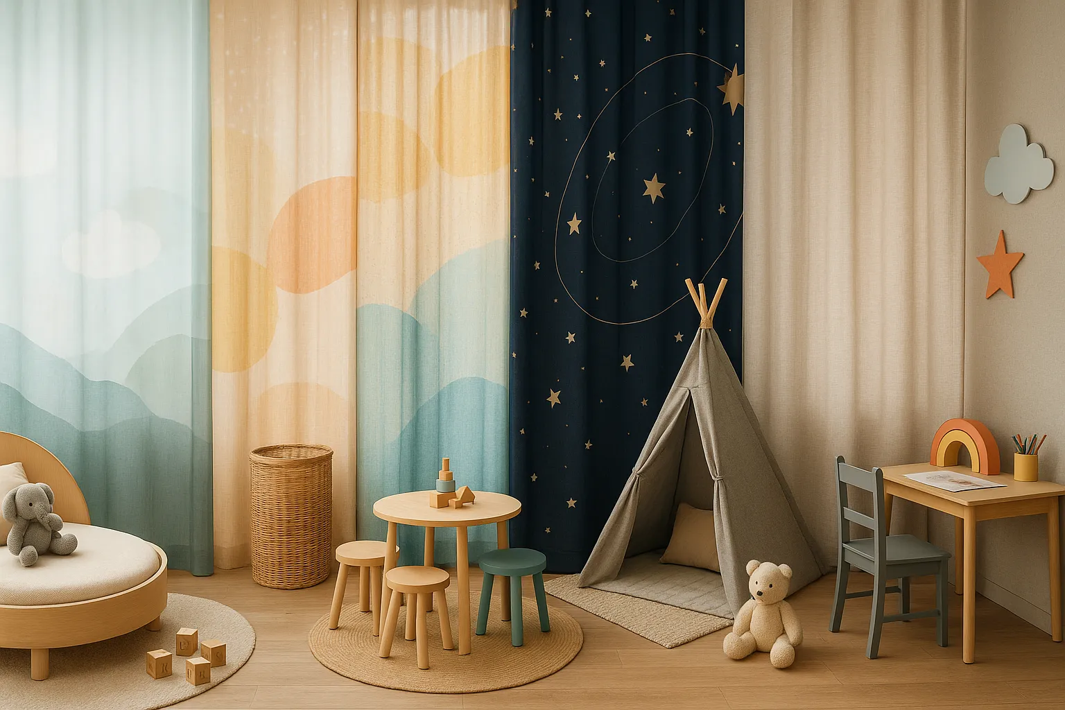 Entdeckerzimmer: abstraktes Kosmos-Motiv