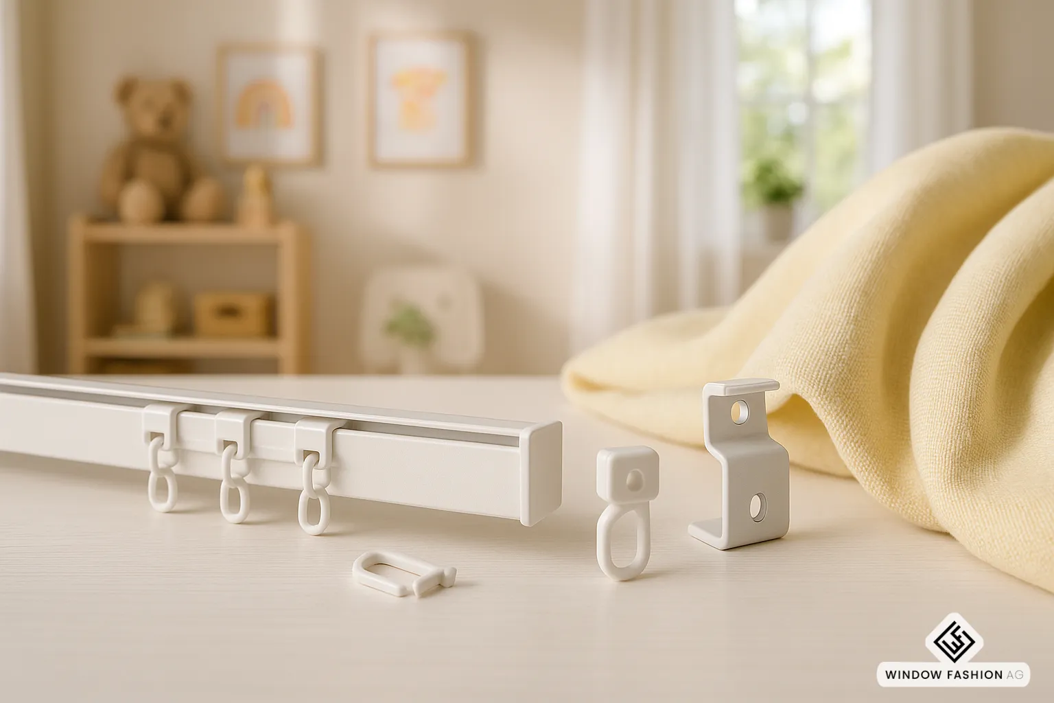 Modulares, nachhaltiges Gardinensystem mit austauschbaren Komponenten